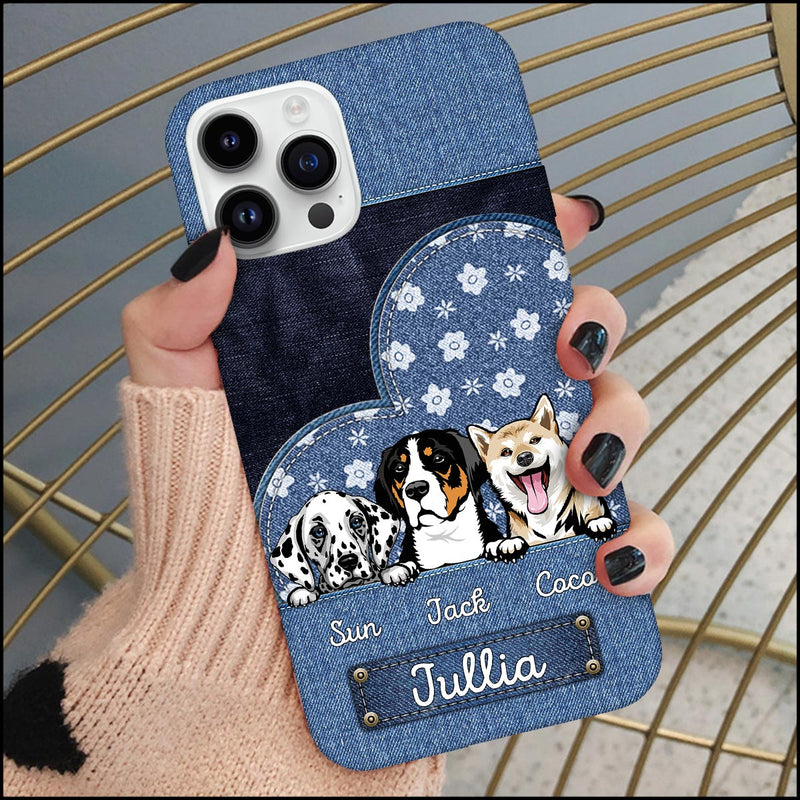 Discover Denim Pattern Cute Dog Puppy Pet Personalized Phone case Pawfect Gift for Dog Lovers