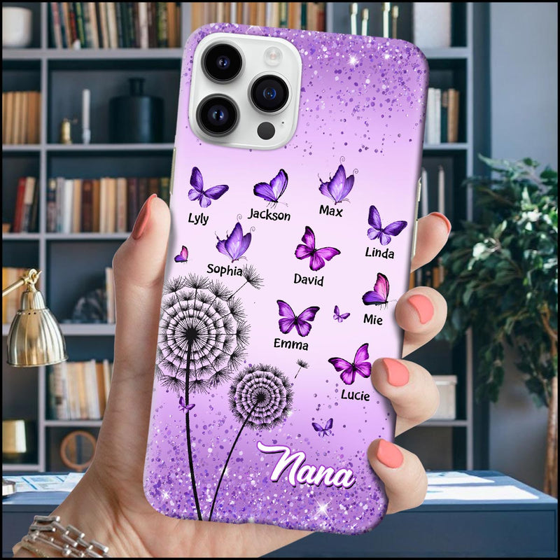 Discover Purple Butterfly Dandelions Personalized Phone case Awesome Gift for Grandmas Moms Aunties