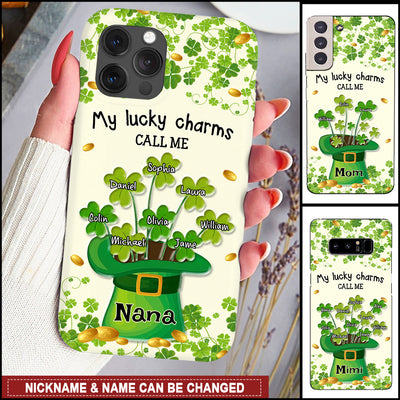 Saint Patrick Shamrock Kids My Lucky Charms Call Me Nana Mom Little Personalized Phone Case LPL02FEB24NY1