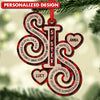 Christmas Red Plaid Pattern Sisters Besties Bestfriends Custom Name Personalized Ornament LPL07OCT23TP2