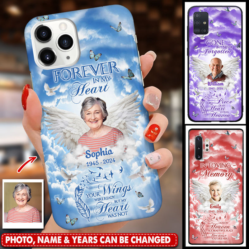 Personalized Memorial Custom Photo Wings Forever In My Heart Phone Case