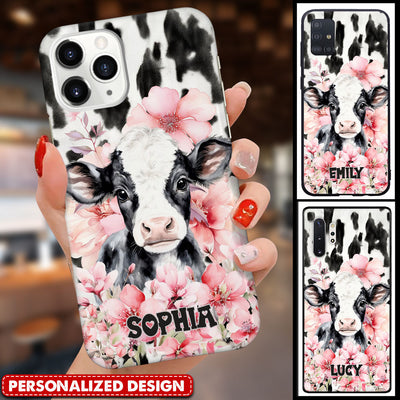 Pinky Flower Dairy Baby Cow Cattle Farm Personalized Phone Case LPL10JAN24TP1