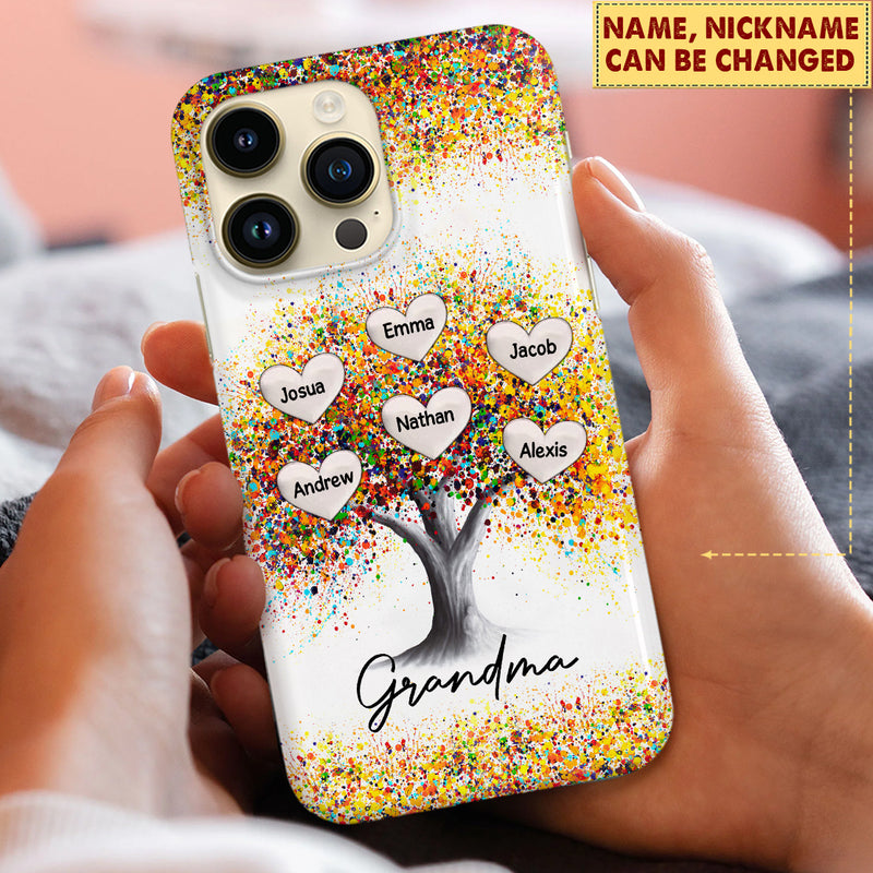 Discover Colorful Grandma Mom Tree Sweet Heart Kids Personalized Phone Case