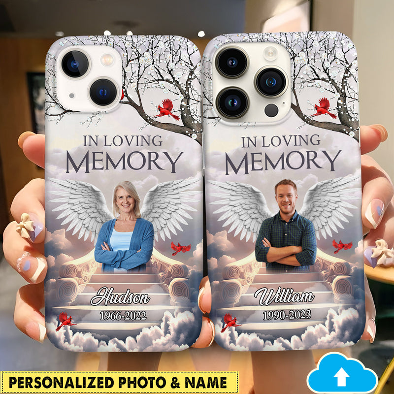 Discover Memorial Upload Photo Wings, In Loving Memory In Heaven Personalized Phone Case