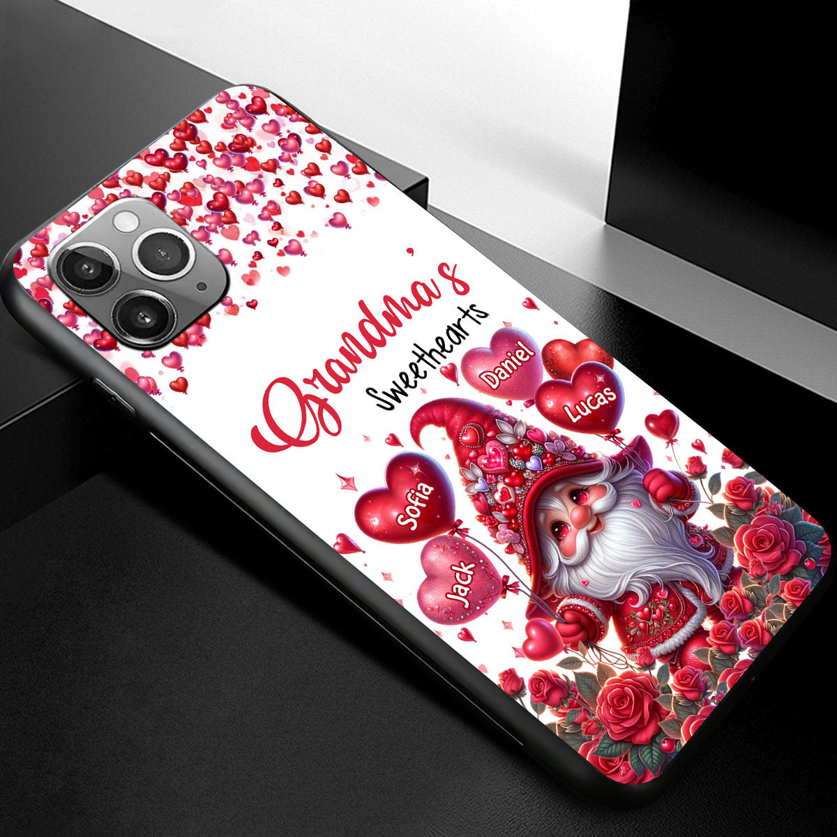 Valentine Gnome Grandma Mom's Sweet Heart Balloon Kids Personalized Phone Case LPL20DEC23VA1