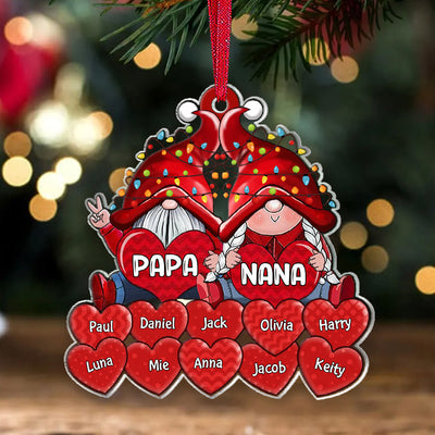 Colorful Noel Light Christmas Gnome Pappy Nana Daddy Mommy Sweet Heart Kids Personalized Ornament LPL27NOV23VA1