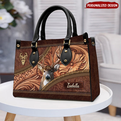 Personalized Leather Deer Hunting Handbag - NTD05FEB24NY1