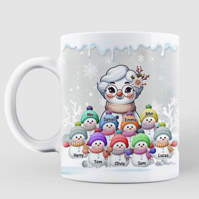 Christmas Snowman Grandma Sweet Heart Kids Personalized Mug - Woohops