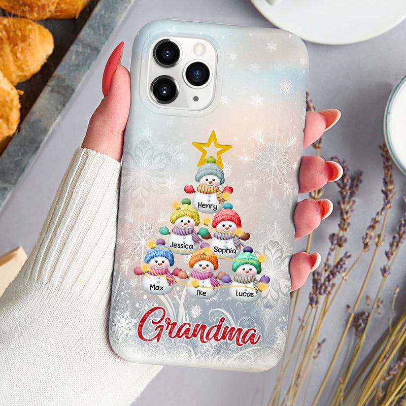 Discover Snowman Pine Tree Shape Personalized Silicon Phone Case For Grandma