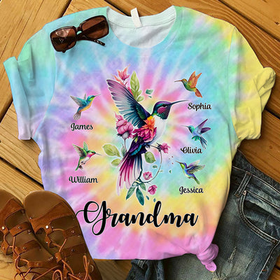 Personalized 3D T-Shirt Hummingbird Grandma Custom Kids - NTD12MAR24TT1