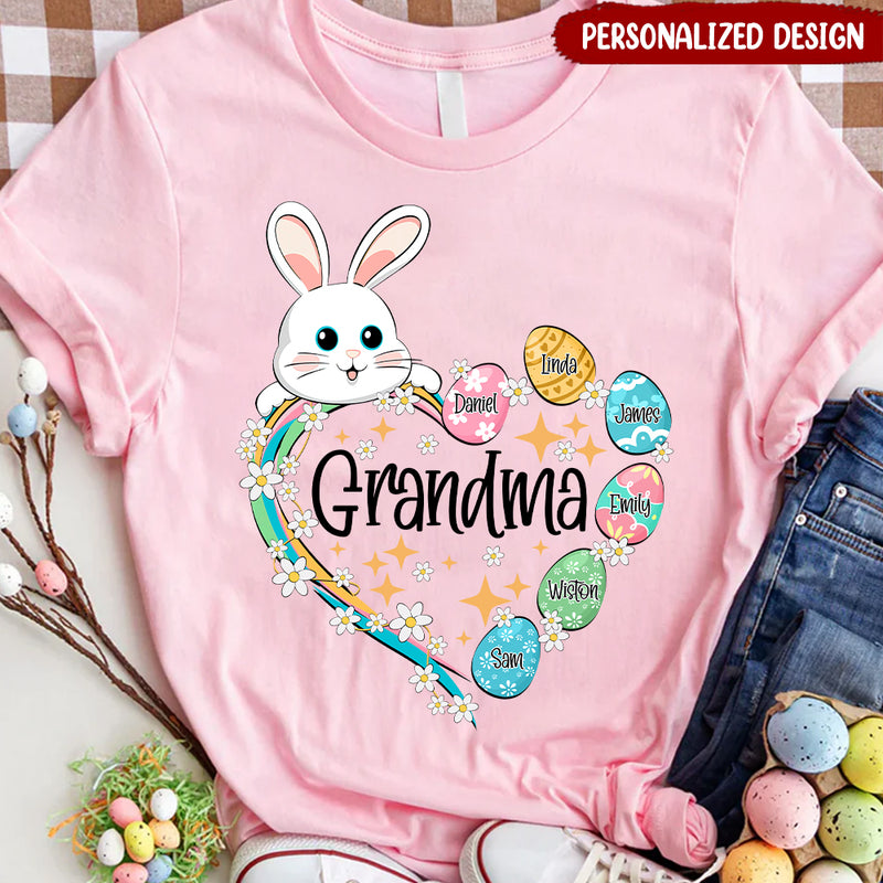 Personalized Grandma Easter Rabbit Heart, Custom Name Kid Bunny T-Shirt ...