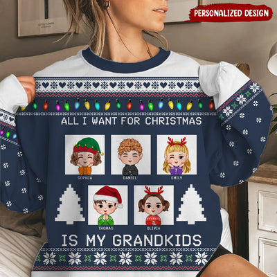 All I Want For Christmas Is My Grandkids - Personalized Ugly Sweater - NTD23OCT23NY1