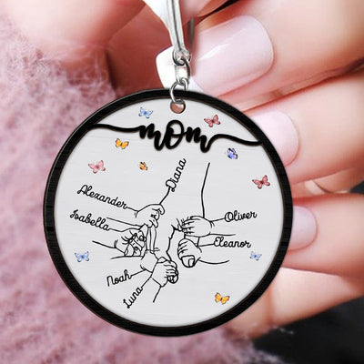 Holding Grandma's Hand - Personalized 2 Layer Wooden Keychain - NTD27DEC23TT1