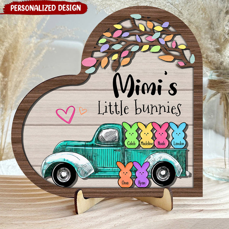 Discover Personalized Mimi's Little Bunnies Heart 2 Layers Wooden Plaque