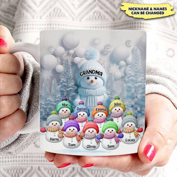 Cute Colorful Snowmy Grandma Mom Little Heart Kids Personalized Christ -  HumanCustom - Unique Personalized Gifts Made Just for You