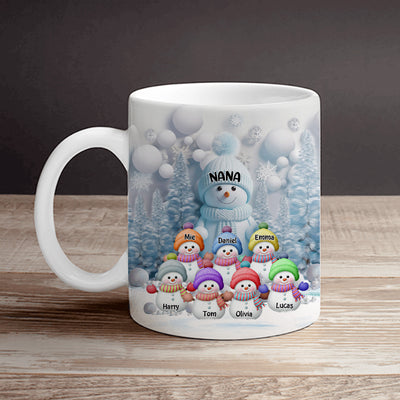 Christmas Blue Vibe Snowman Grandma Mom Colorful Kids Personalized Mug NVL01NOV23VA1