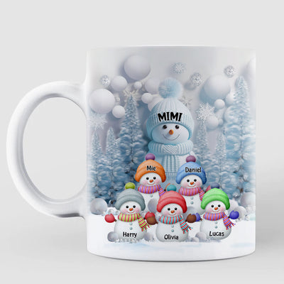 Christmas Blue Vibe Snowman Grandma Mom Colorful Kids Personalized Mug NVL01NOV23VA1