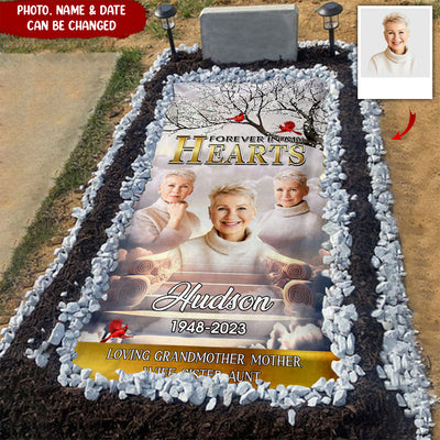 Custom Photo Forever In Our Hearts Memorial Grave Blanket NVL02MAR24NY2