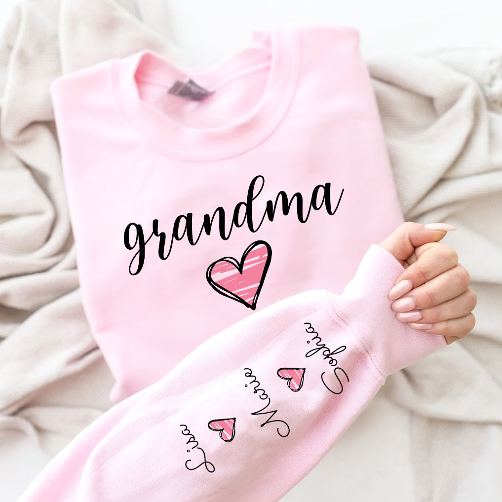 Pinky Heart Mimi Mom Custom Kids On Sleeve Personalized Sweatshirt NVL03JAN24TT2