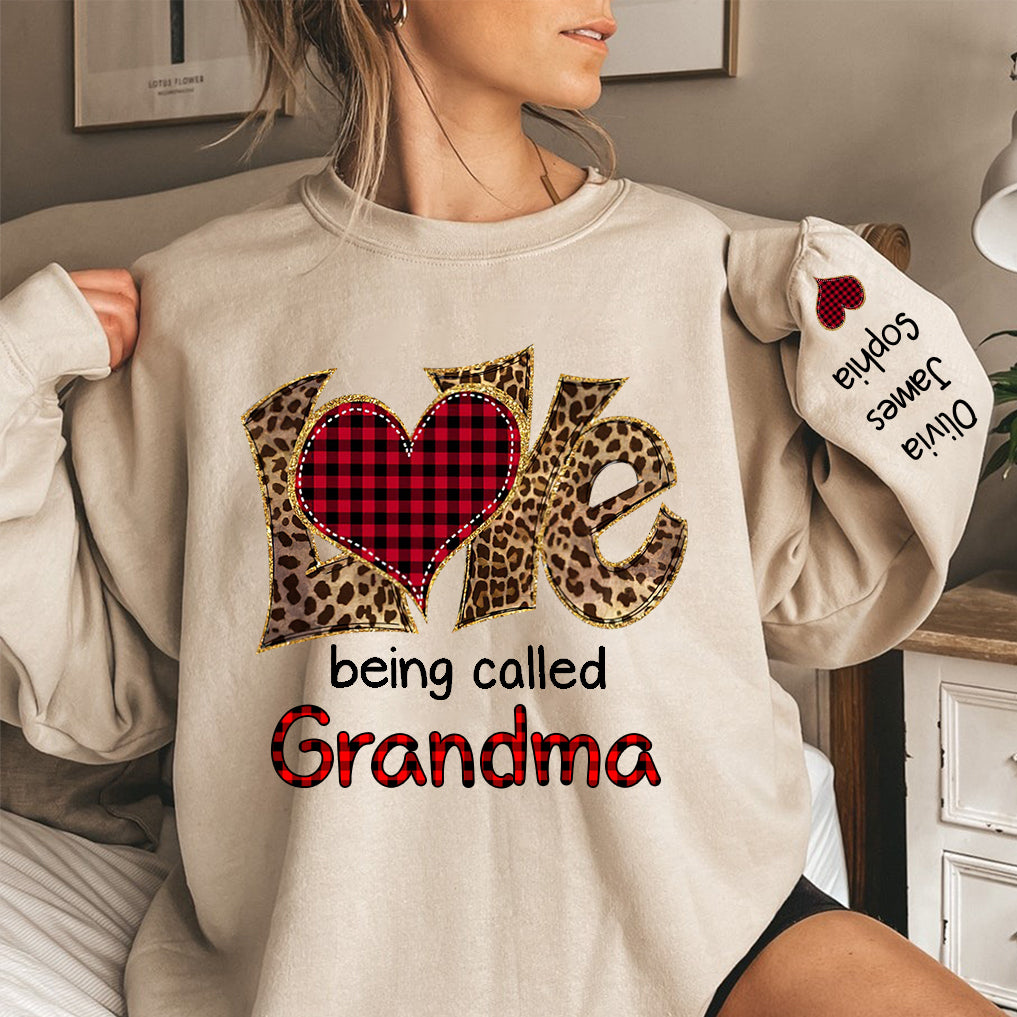 Leopard Plaid Love Being Called Grandma Sweet Heart Kids Personalized Sweatshirt NVL05DEC23TT1