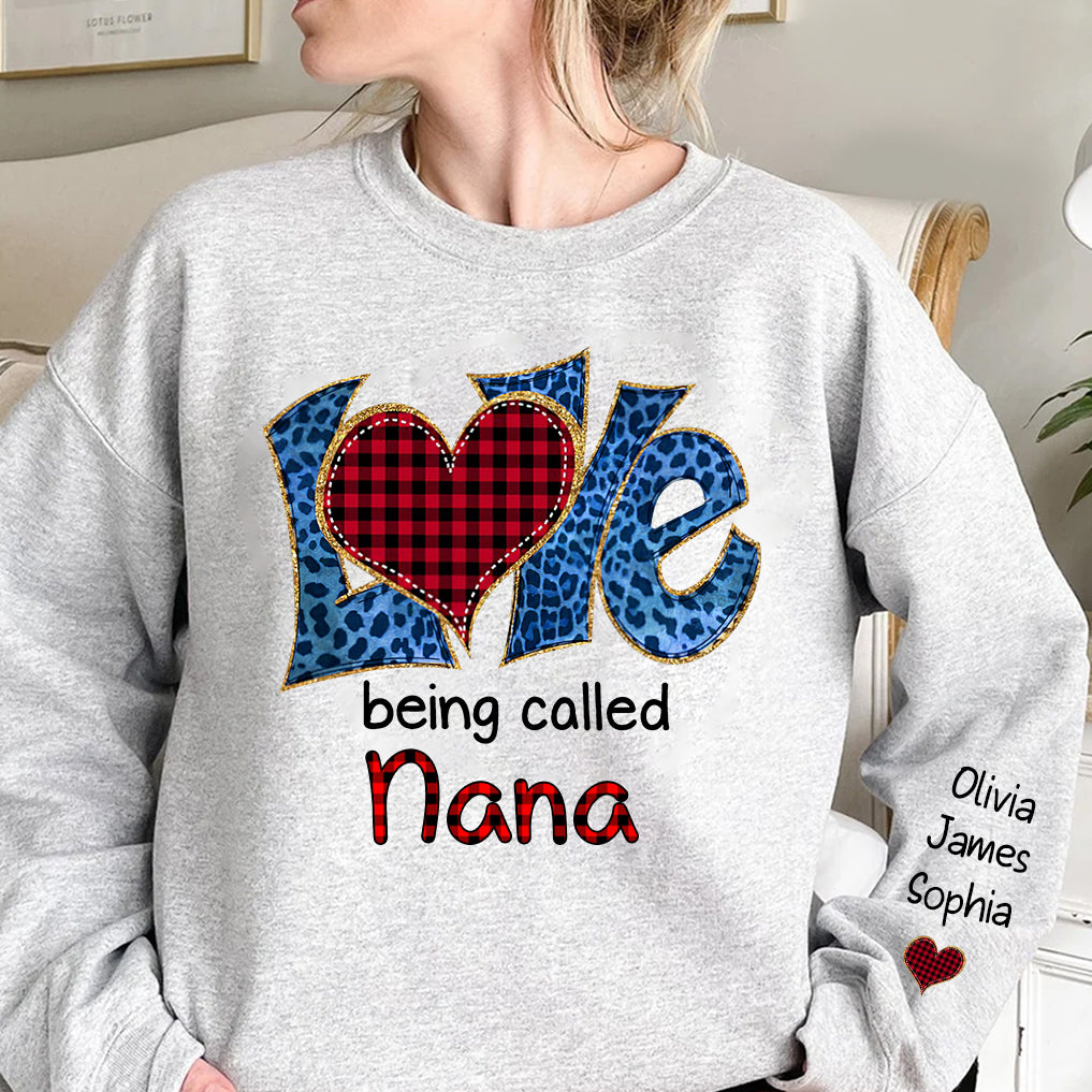 Leopard Plaid Love Being Called Grandma Sweet Heart Kids Personalized Sweatshirt NVL05DEC23TT1