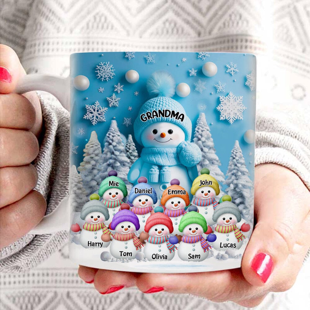 Cute Christmas Snowmy Grandma Mom Hugging Sweet Heart Kids Personalize -  HumanCustom - Unique Personalized Gifts Made Just for You