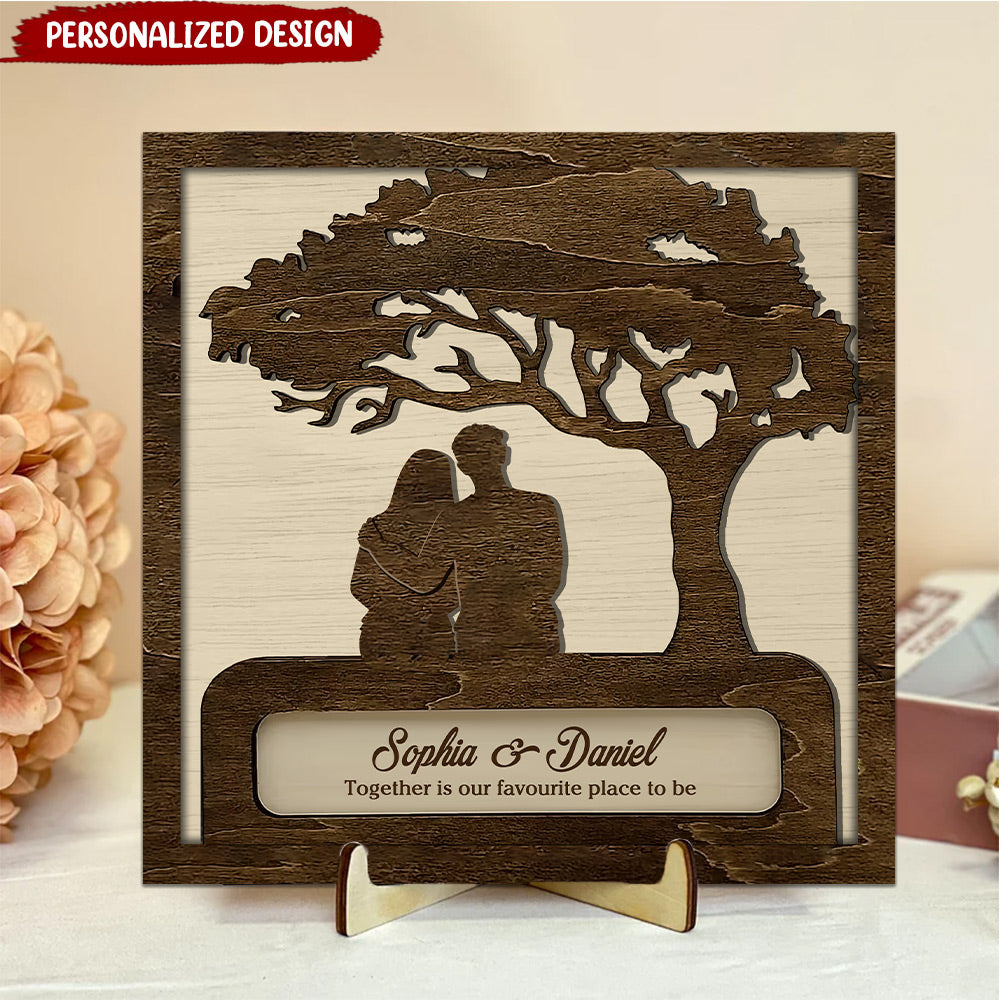 Together Is Our Favourite Place To Be - Romatic Couple Personalized 2 Layers Wooden Plaque NVL09JAN24NY1