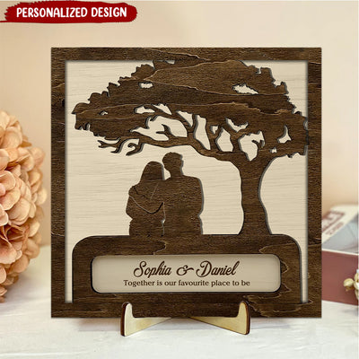 Together Is Our Favourite Place To Be - Romatic Couple Personalized 2 Layers Wooden Plaque NVL09JAN24NY1