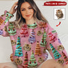 Christmas Upload Kitten Pet Cat Photo, Colorful Pine Tree Personalized Sweater NVL10NOV23NY3