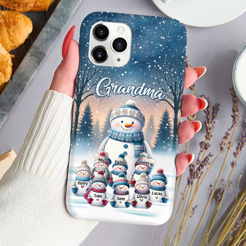 Discover Christmas Night Happy Snowman Grandma Mom Kids Personalized Phone case