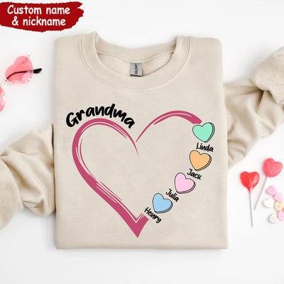 Personalized Grandma Mom Heart Kids Sweatshirt NVL11JAN24TT1