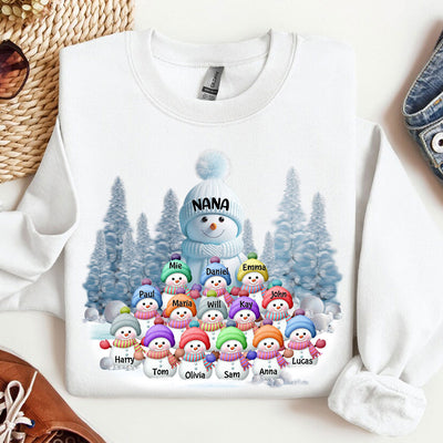 Christmas Blue Vibe Snowman Grandma Mom Colorful Kids Personalized Sweatshirt NVL13NOV23VA1