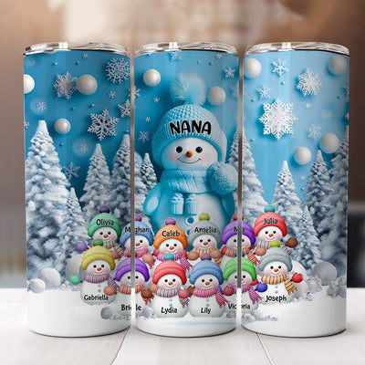 Christmas Blue Vibe Snowman Grandma Mom Colorful Kids Personalized Skinny Tumbler NVL14NOV23VA1