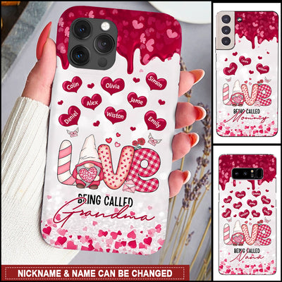 Valentine Gnome Loves Being Called Grandma Mom Sweet Heart Kids Personalized Phone Case NVL15JAN24NY1