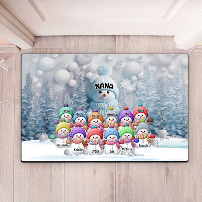 Christmas Blue Vibe Snowman Grandma Mom Colorful Kids Personalized Doorma NVL15NOV23VA4