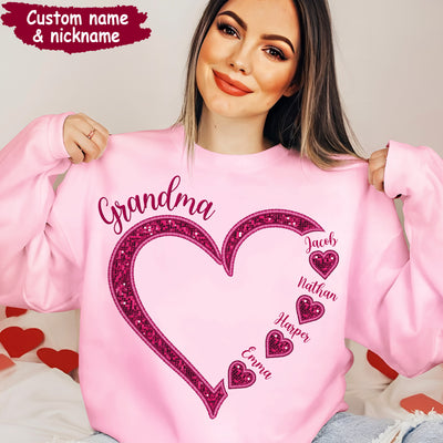 Heart Grandma Mom Kids Personalized Sweatshirt NVL19JAN24CT1