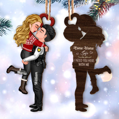 Couple Portrait, Firefighter, Nurse, Police Officer, Military, Chef, EMS, Flight, Teacher, Gifts by Occupation Personalized Wood Shape Ornament NVL23OCT23VA1