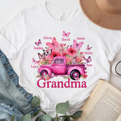 Pinky Grandma Mom Truck Little Butterfly Kids Personalized Shirt NVL28FEB24TT2