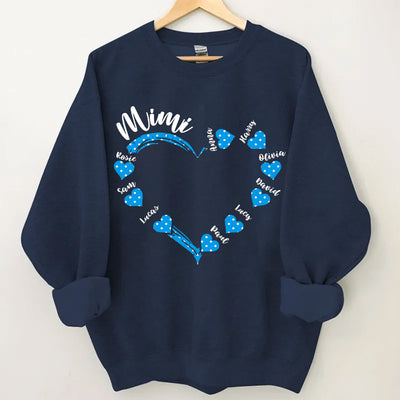 Grandma Nana Mommy Aunt Child Name Heart Personalized Sweatshirt NVL29NOV23VA1