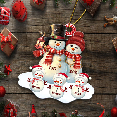 Couple Snowman Christmas Grandma Grandpa With Grandkids Personalized Acrylic Ornament HTN19OCT23CT5
