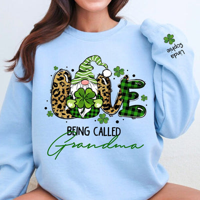 Lucky Love Gnome Love Being Called Grandma St. Patrick's Day Personalized Sweatshirt VTX01FEB24VA1