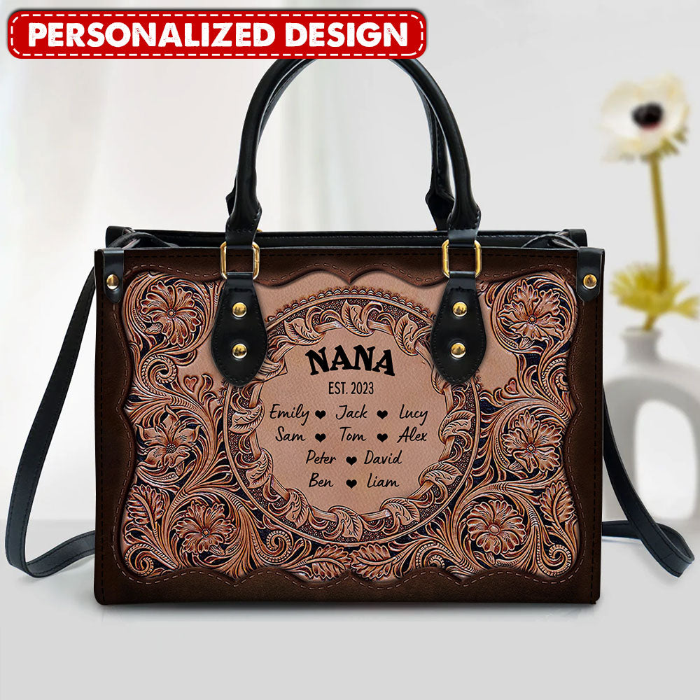 Personalized Grandma Leather Handbag VTX02FEB24TP1