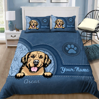 Leather Texture Effect Custom Pets Personalized Bedding Set For Dog Lovers Cat Lovers VTX06DEC23VA2