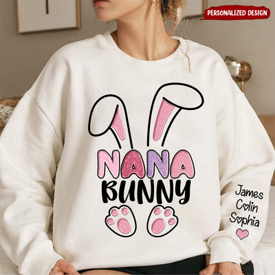Glittery Grandma Bunny Easter Day Personalized Sweatshirt VTX06FEB24NY1