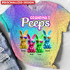 Grandma's Peeps Colorful Leopard Pattern With Cool Bunny Kids Personalized 3D T-shirt VTX08MAR24TP1
