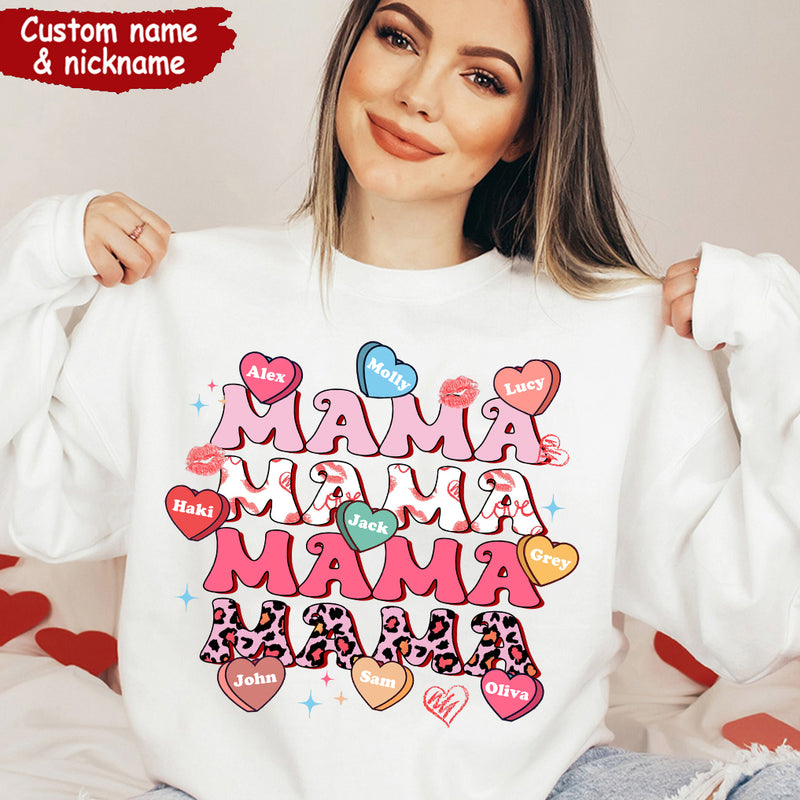 Valentine Mams Nana Grandma Retro Heart Love Personalized Sweatshirt V ...