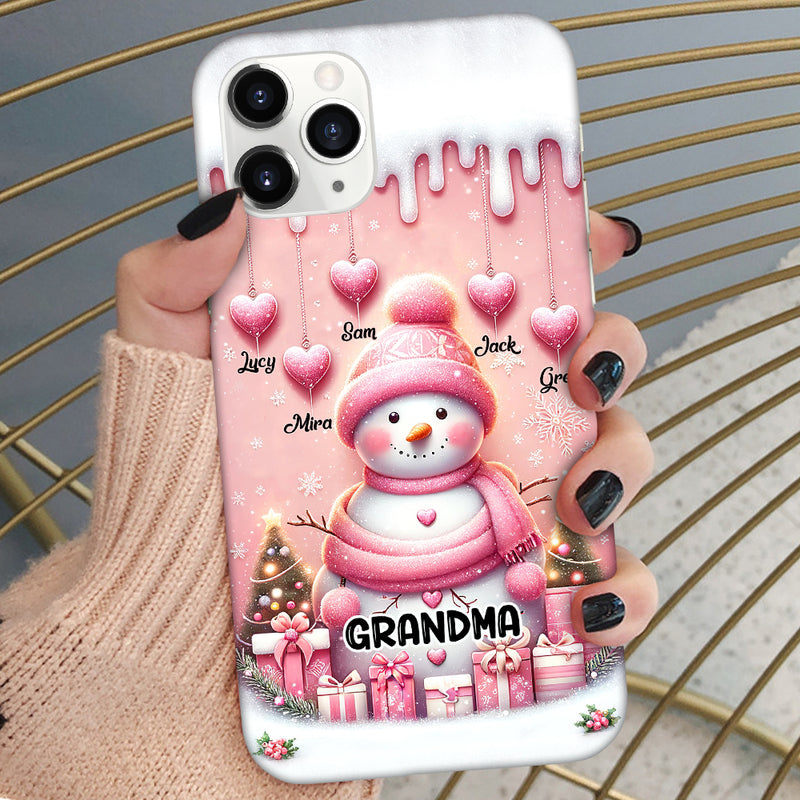 Pinky Glitter Christmas Snowman Grandma Mommy Hanging Snowball Kids Pe -  HumanCustom - Unique Personalized Gifts Made Just for You