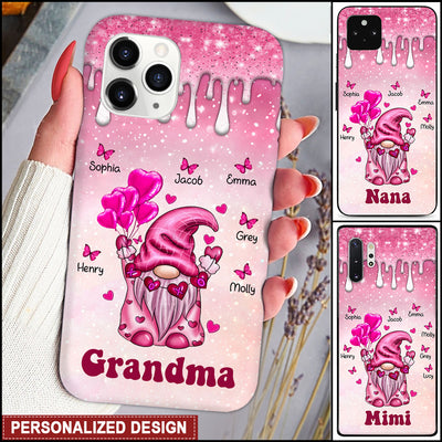 Pink Gnome Grandma Nana Mom Personalized Silicone Phone Case VTX11JAN24TT1
