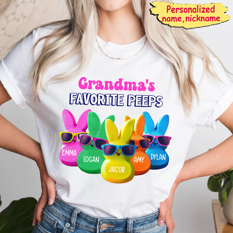 Grandma's Favorite Peeps With Cool Bunnies Kids Personalized T-Shirt