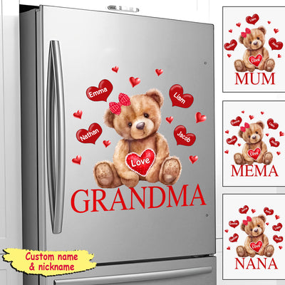 Grandma Bear With Heart Kids Personalized Decal Mother's Day Gift VTX12MAR24CT2